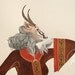 RESERVED FOR A.B., Fashion illustration, Acrylic painting, Arabian Gazelle animal mask, 12" x 16"