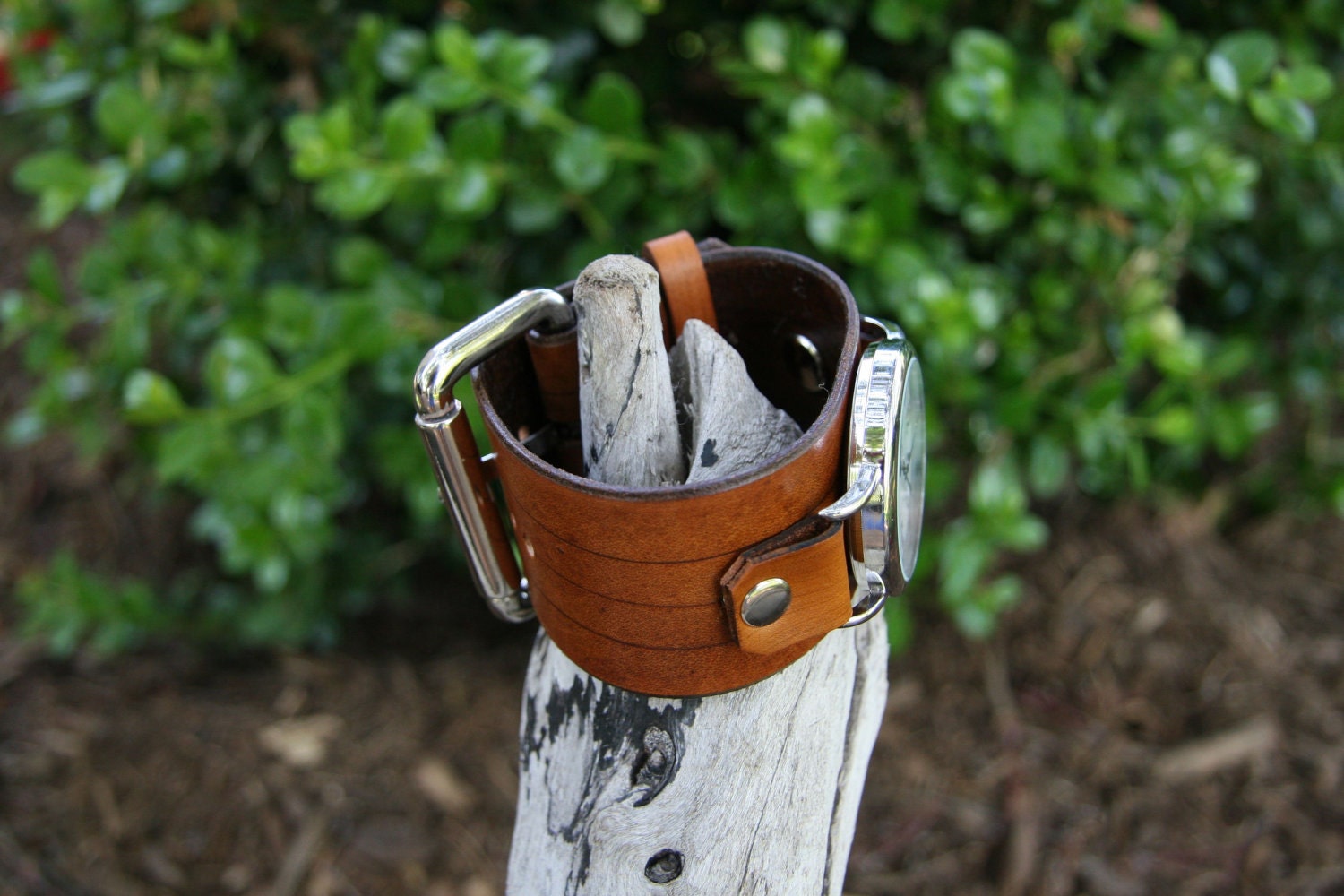 Hand-Crafted Big and Bold Deep Brown Leather Watch for Men and Women