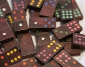 Dominoes Colorful Game Pieces Dark Wood 10 pc.