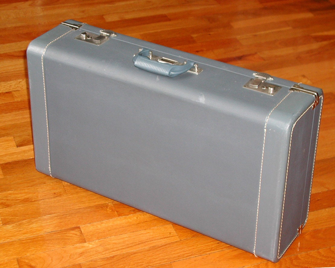 CROWN SUITCASE Slate Blue Vintage Luggage