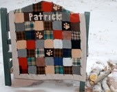 Wool Dog Quilt Pet Bed Eco Friendly Upcycled Wool Personalized Paw Prints Patchwork Dog or Cat by Northernlodge