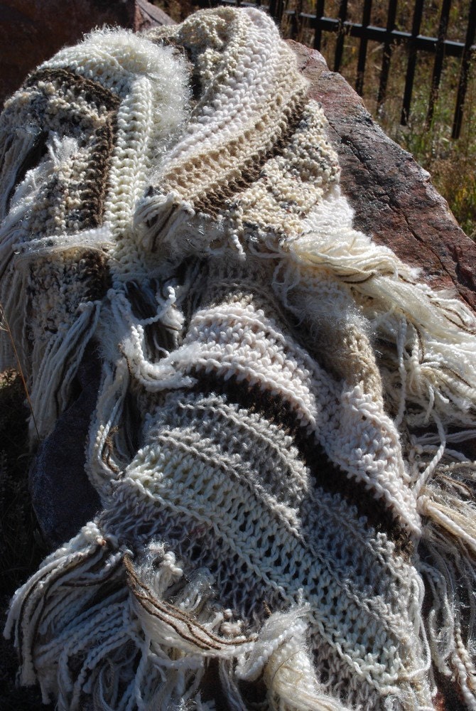 Home Decor Throw Accent Afghan Neutral Colours White Cream Brown Sand Surf Seashells By Northernlodge on Etsy
