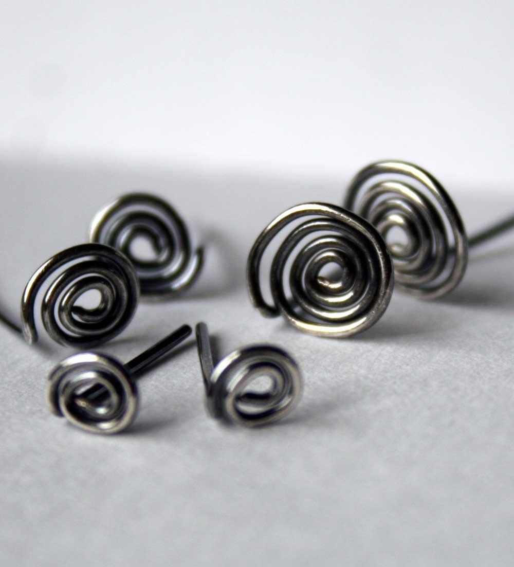 Small Sterling Silver Spiral Post Earrings Free Shipping