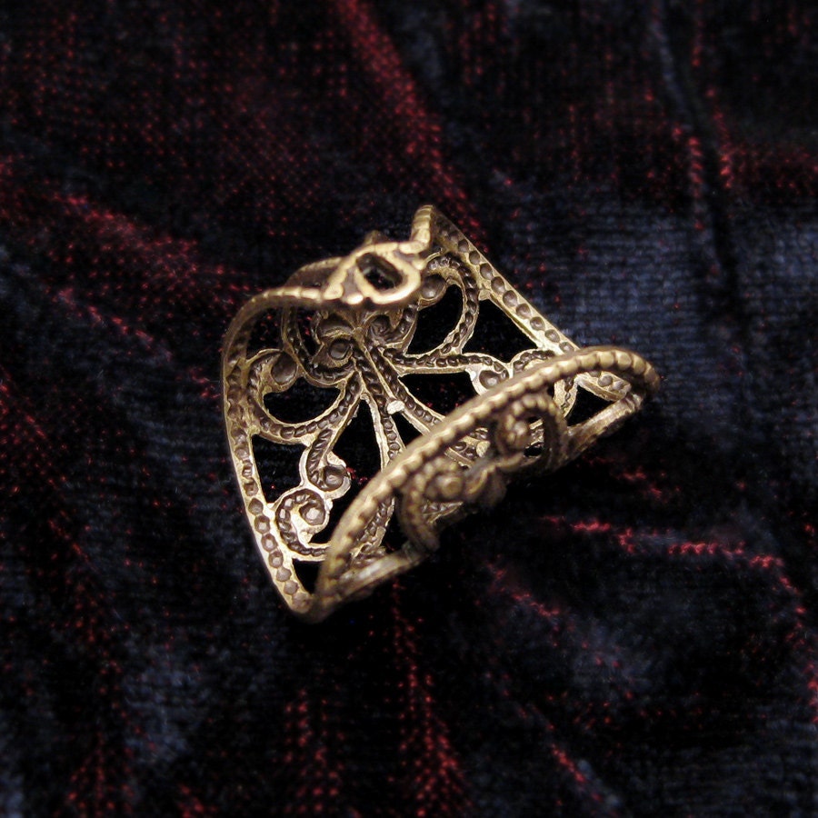 Soft Whispers - Brass Filigree Ear Cuff