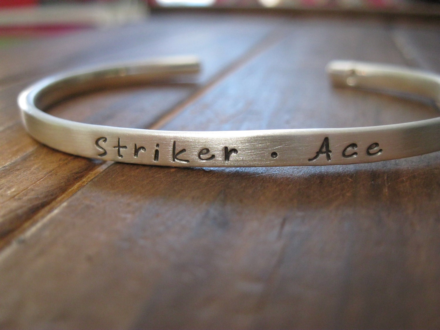 Personalized Hand Stamped Silver Bracelet  Simply  Sterling  Cuff