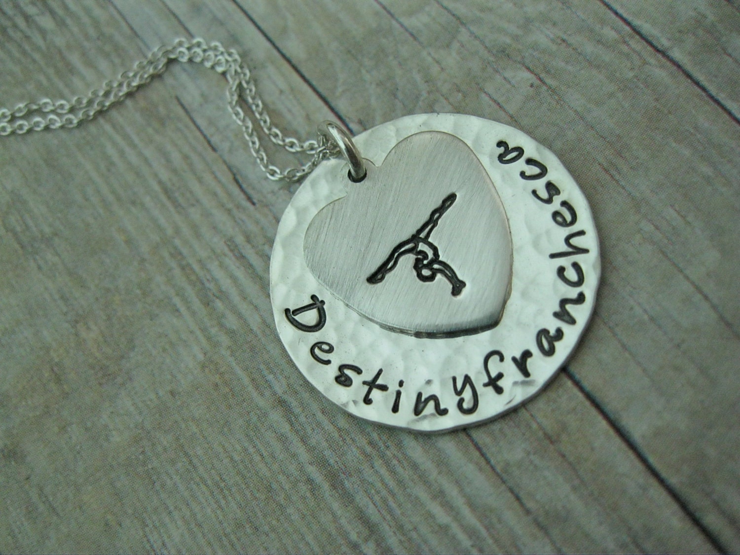 Love Gymnastics Personalized Hand Stamped necklace (Exclusive design)