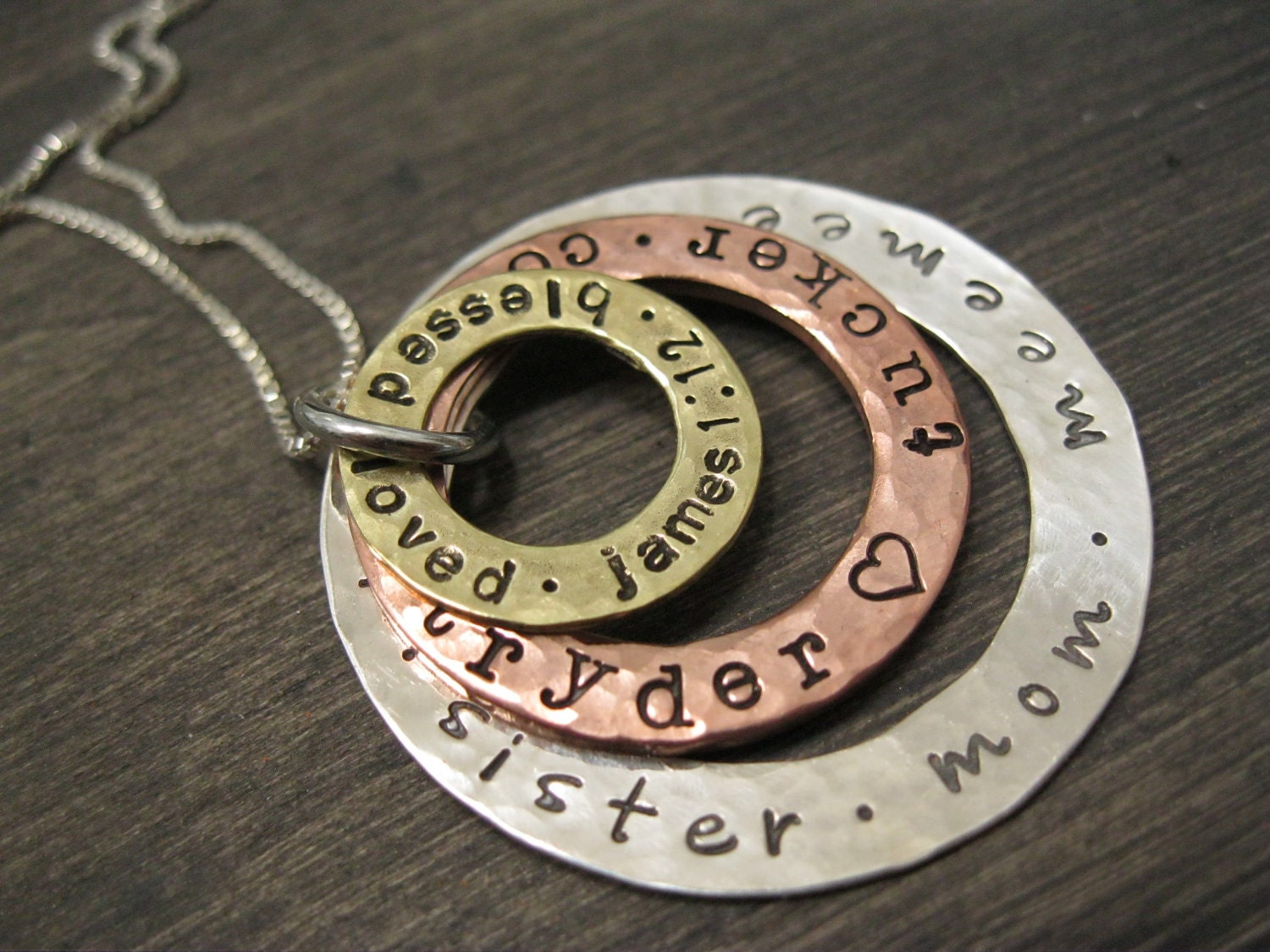 3 Ring Mixed Metal Personalized Mommy Necklace