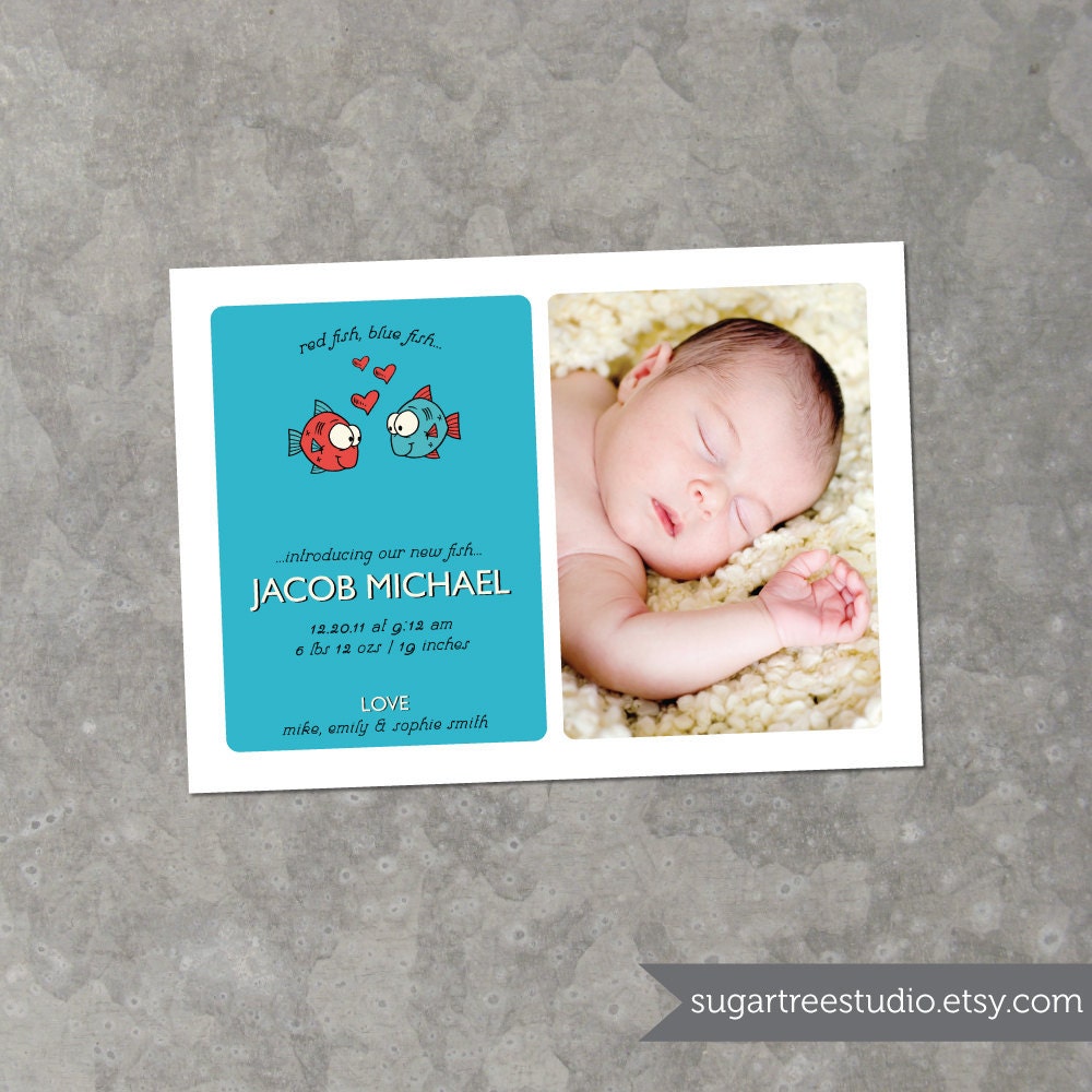 A Little Bit Seuss - Custom Photo Birth Announcement