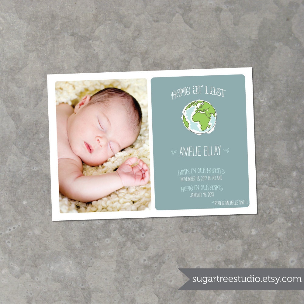 Born in Our Hearts - Custom Photo Adoption / Birth Announcement