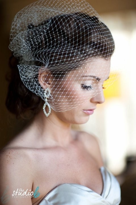 Bird Cage Bridal Veil as seen in Wedding Chicks Blog-- Ready to Ship