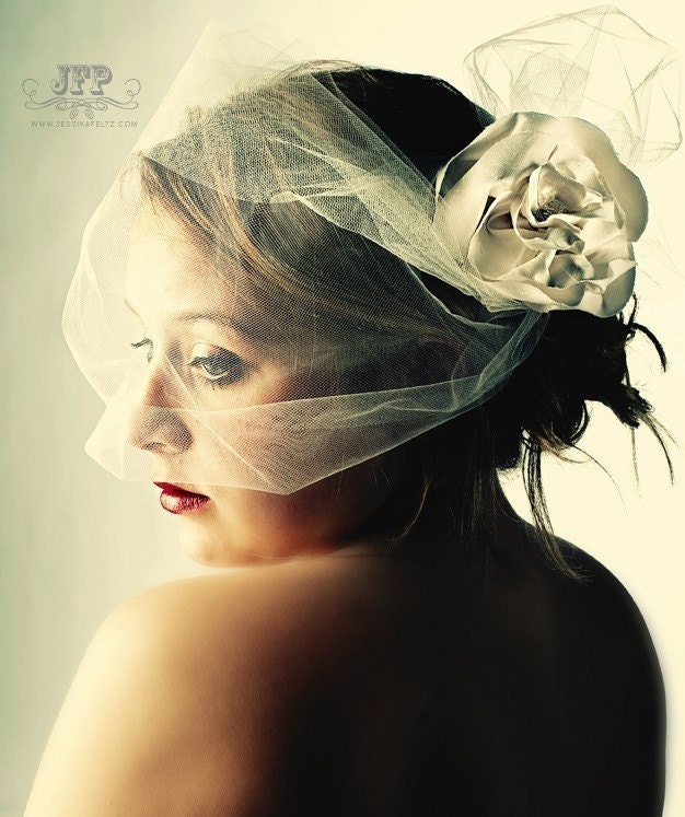 The Bandeau Poof with Silk Flower and Swarovski Crystal