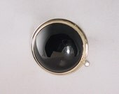 Onyx and White Sapphire, Gold Eclipse Pin