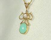 Rare Peruvian Opal and Mother of Pearl Pendant in 14k yellow gold