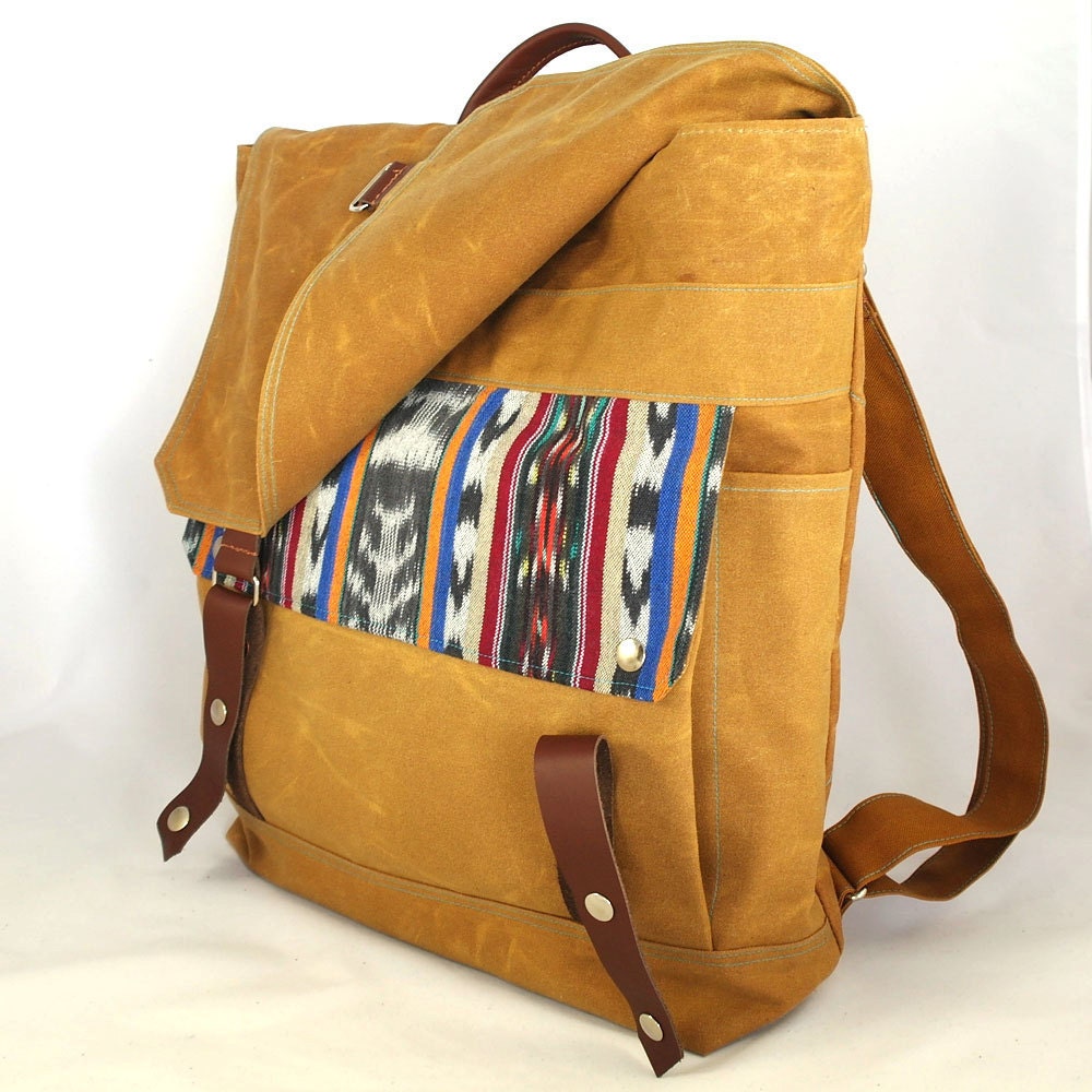 Ikat Waxed Canvas Backpack