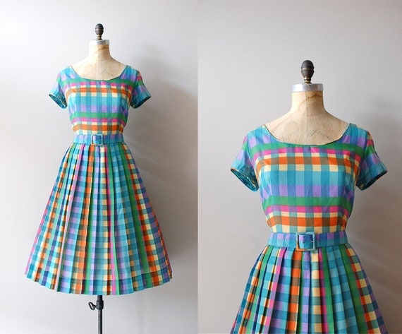 1950s dress / 50s dress / Crayola Plaid dress