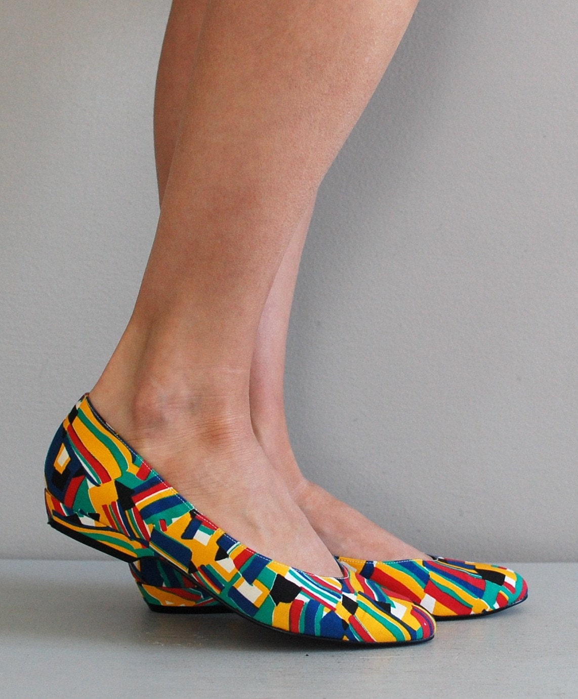 vintage 1980s Colorblock Skimmer wedges