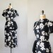 40s dress / floral print 1940s dress / Origami Flower dress