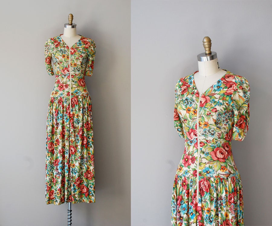 1940s dress / floral 40s dress / Vizcaya Garden dress