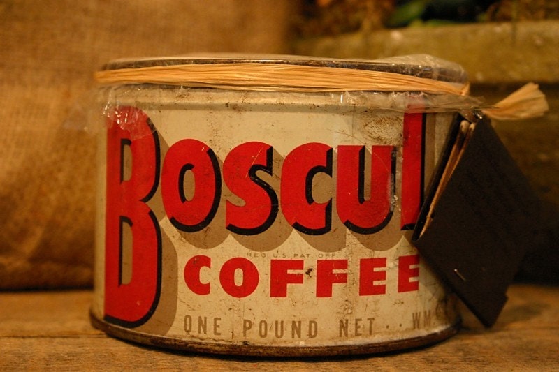 CANDLE Unique Hand-Poured Soy Wax Candle in Vintage BOSCUL primative Coffee Can GREAT Gift Antique Collectable farmhouse Tin