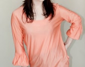 Salmon Bell-Sleeve Boho Blouse