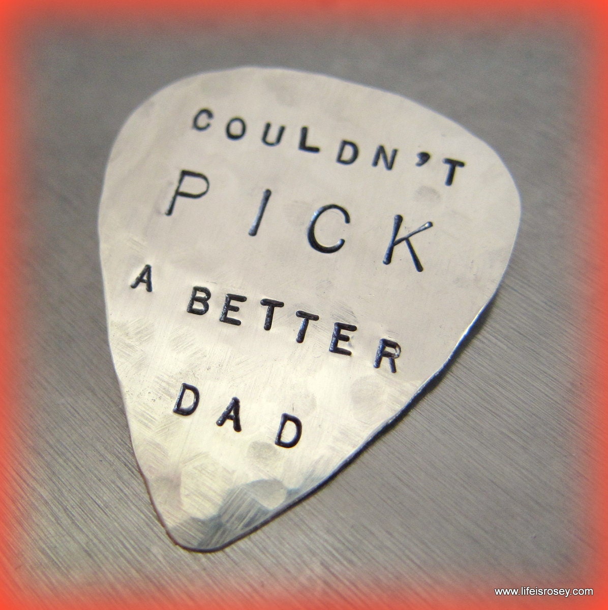 Personalized Guitar Picks - Sterling Silver - Hand Stamped with 25 characters - Father's Day Gift, Father of the Bride Gift, Gift for Dad