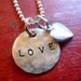 Hand Stamped HEART Charm Necklace - Solid Sterling Silver - Personalized Heart Necklace