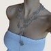 Linen Crocheted Necklace- Lariat-Headband. ELLA. Grey with glass beads.