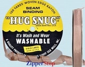 Hug Snug Seam Binding 100-yds Roll 1/2inch Wide Hug Snug - 1015 - FAWN - 100 percentage Woven-edge Rayon - Wash 'n Wear - made in USA