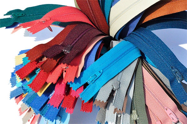 WHOLESALE Vintage Talon Zippers 25 Assorted 8inch Zipper Assortment of Colors Talon Number 3  Closed Bottom