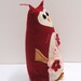 SALE felt owl- stuffed 8 inch stuffed HOOT owl in red with cherry blossoms
