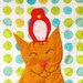 RESERVED for Sara- cat and bird baby quilt or wall art quilt- ''Cat and Bird are friends'' -ships via priority mail
