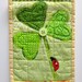 mini wall quilt- shamrock with ladybug- "Climbing O' the Green", Christmas in July, christmasinjuly, FREE US SHIPPING