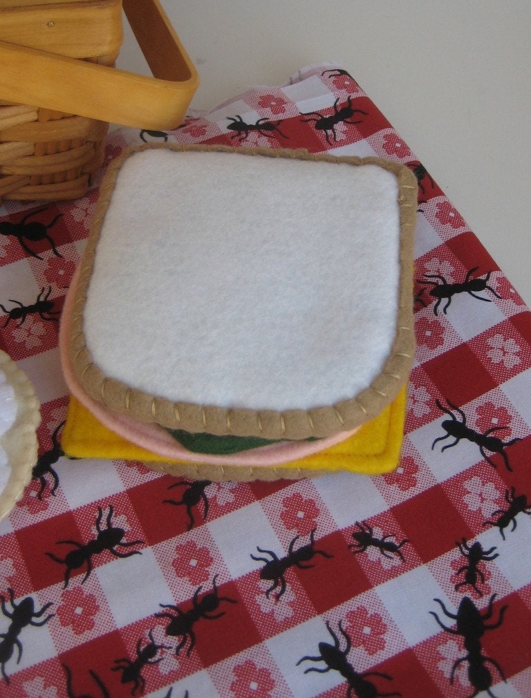 Ham Sandwich Felt Food, Felt Food Sandwich Play Set, wool felt food, play food