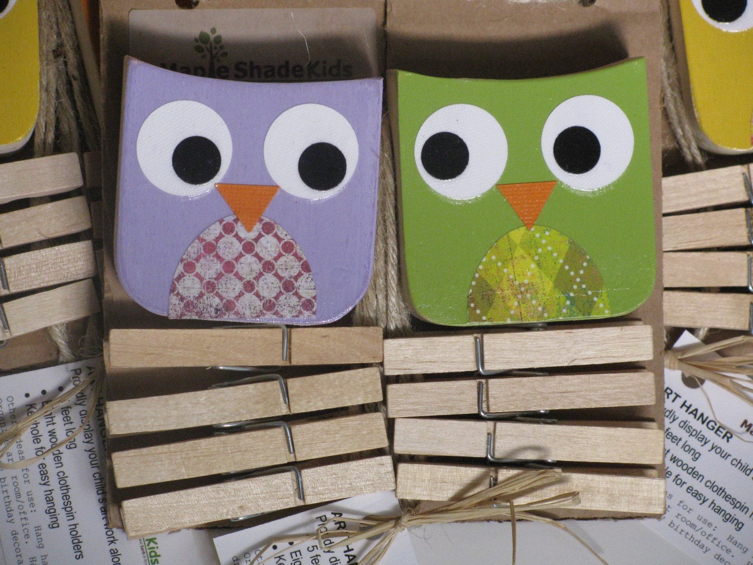 Owl Art Clips - Purple and Green - eco-friendly by Maple Shade Kids