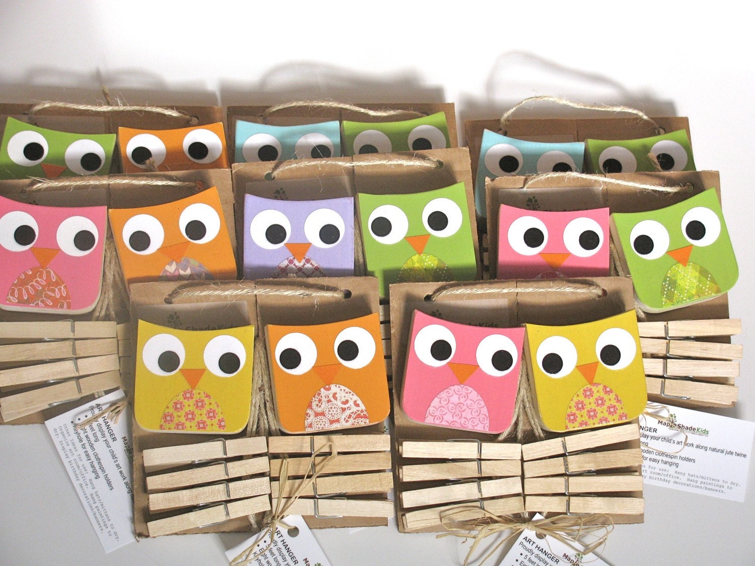 Owl Art Clips - Your Color Choice - eco-friendly by Maple Shade Kids