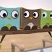 Owl Friends Peg Rack - Blue, Brown and Green - eco-friendly- by Maple Shade Kids