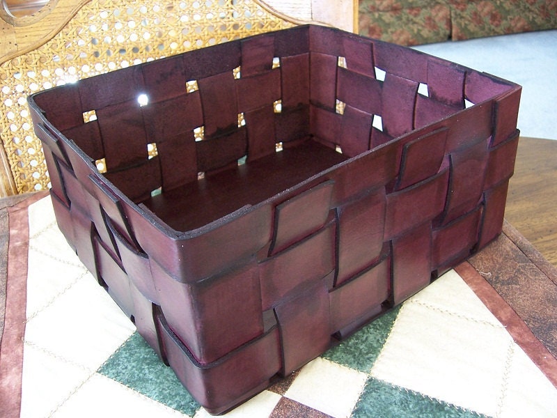Woven Leather Bin/Basket