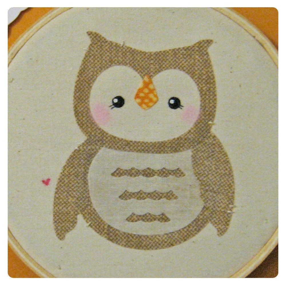 Cute Brown Owl Mini Embroidery Hoop Decor