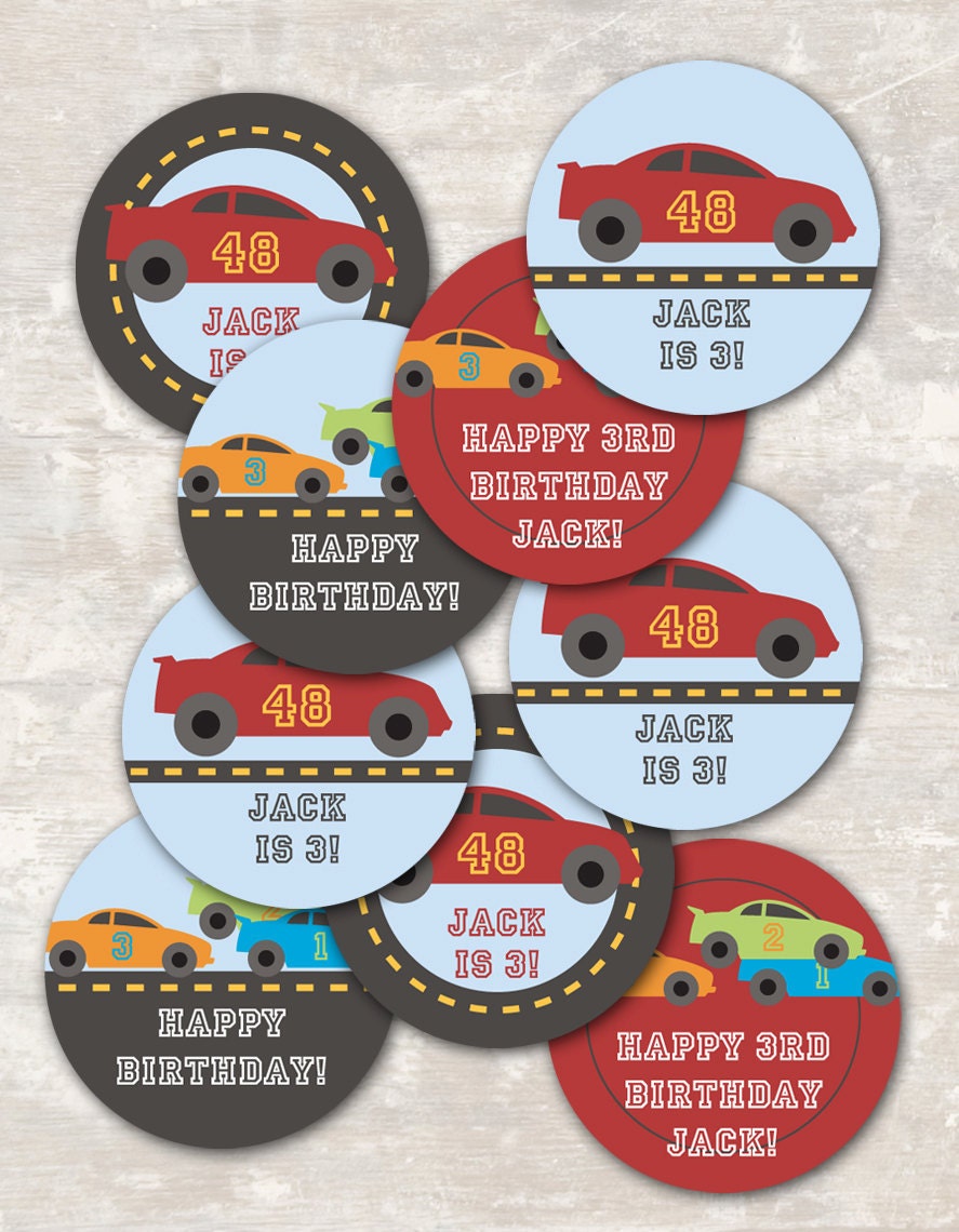 PRINT & SHIP Race Car Birthday Party Cupcake Toppers (set of 12) Il_570xn