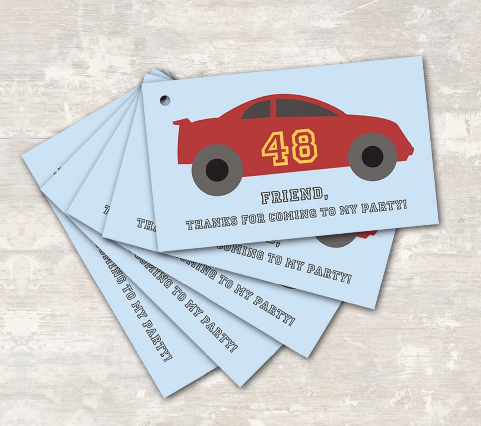 Race Car Birthday Party Goodie Bag Gift Tags (set of 8) PRINT & SHIP Il_570xn