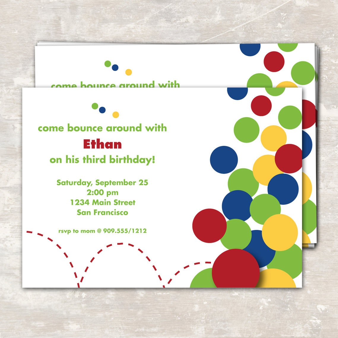 PRINT & SHIP Bouncy Ball Birthday Party Invitations (set of 12) Il_570xn
