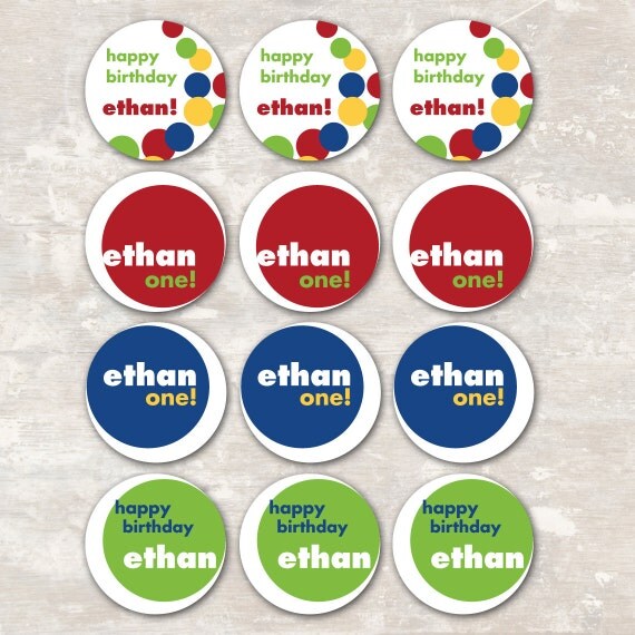 Bouncy Ball Birthday Party Cupcake Toppers (set of 12) PRINT & SHIP Il_570xn