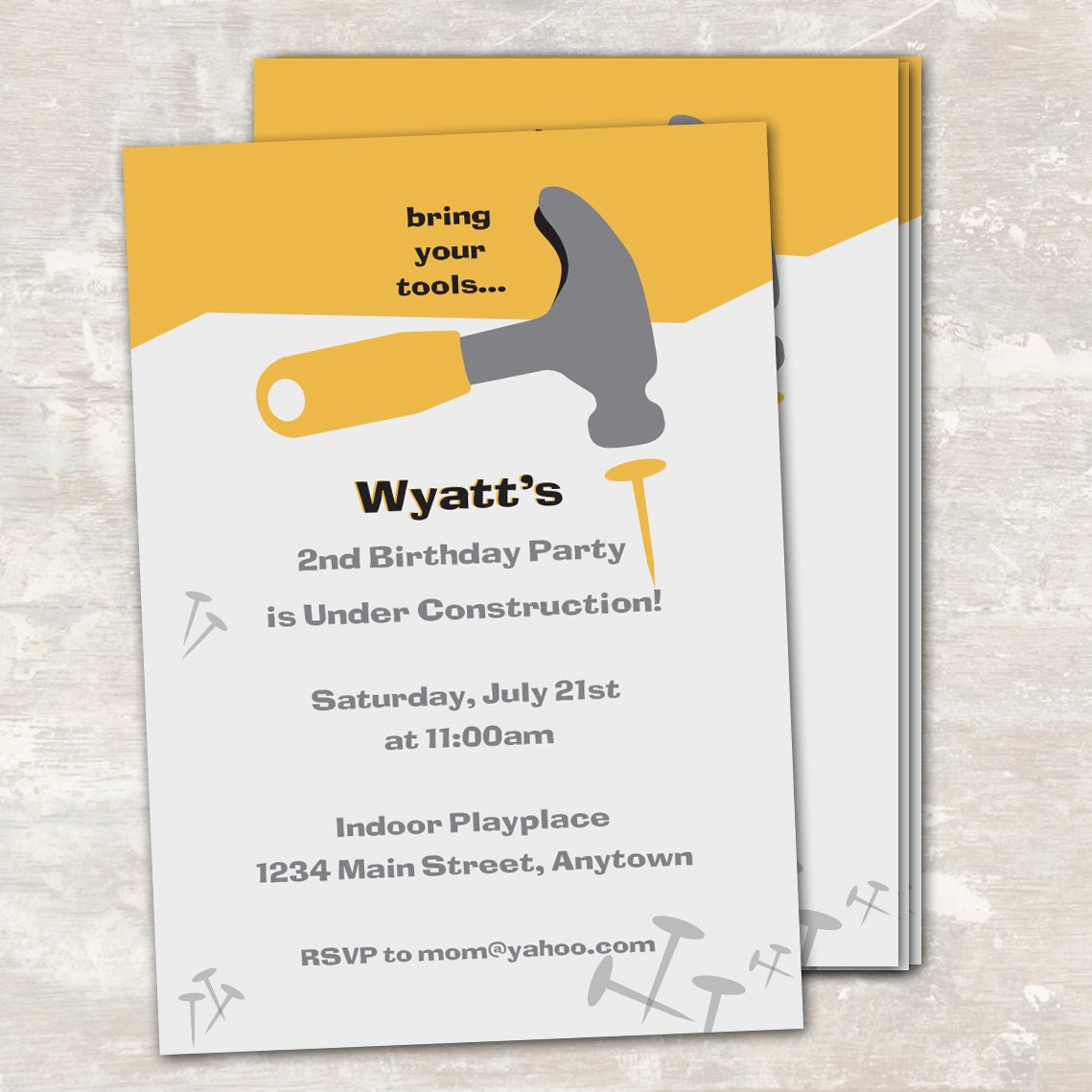 PRINT & SHIP Under Construction Birthday Party Invitations (set of 12) Il_570xn