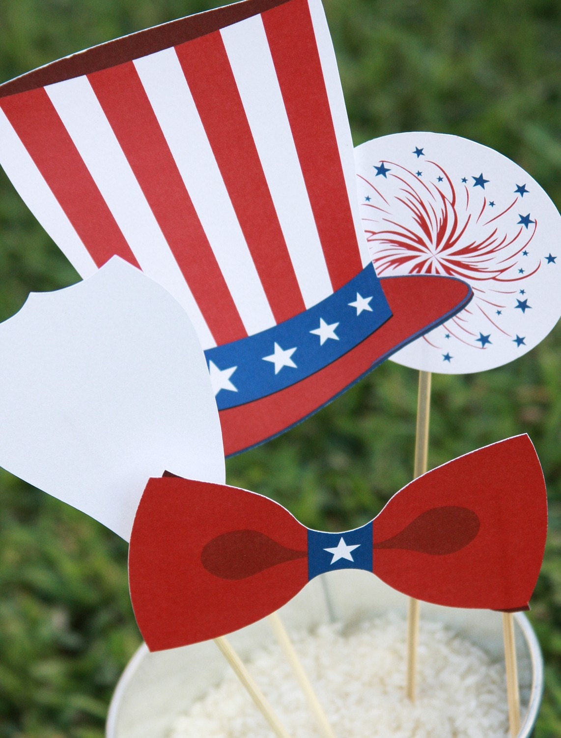 Patriotic 4th of July Printable PHOTOBOOTH PROPS - EDITABLE Text Instant Download