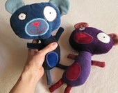 Plush bear doll recycled fabrics