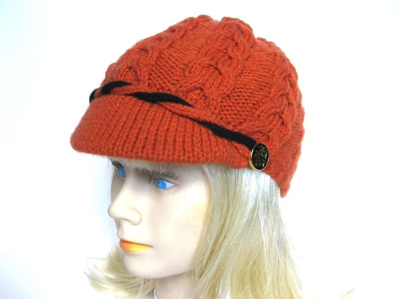 Hand knit newsboy cap / handmade newsboy hat / teens / men / women / acrylic yarn / ready to ship