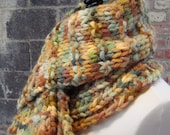 Green, Yellow, Brown Wool Alpaca Scarf - Ready to Ship