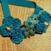 FREE shipping on SALE...Beautiful Bib Necklace...Turquoise Blossom Brooch, Teal Rosettes, Blue Satin and Beads