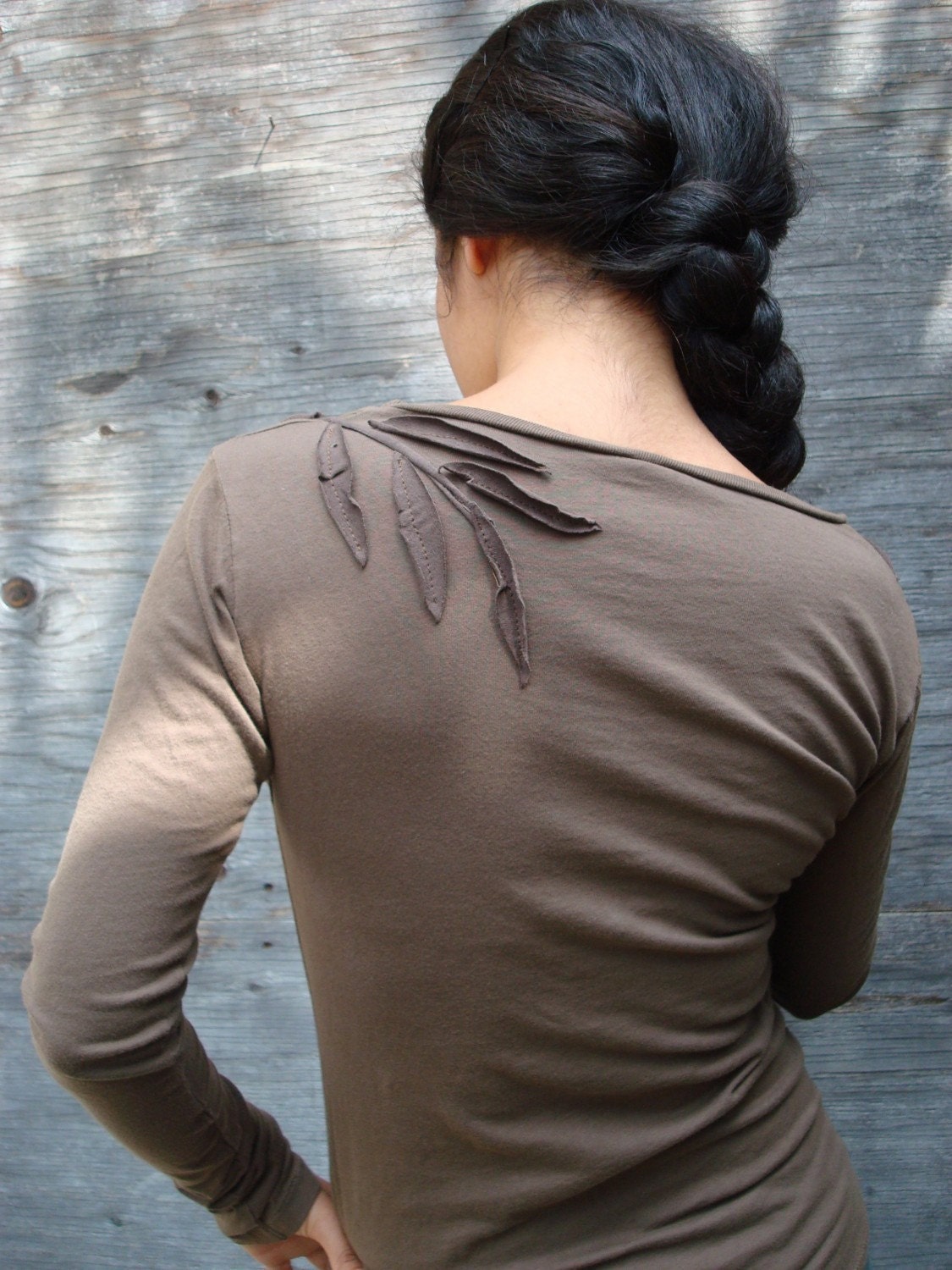 Rustic Organic Liana Long Sleeve Top in Brown, size Small, just for Gina