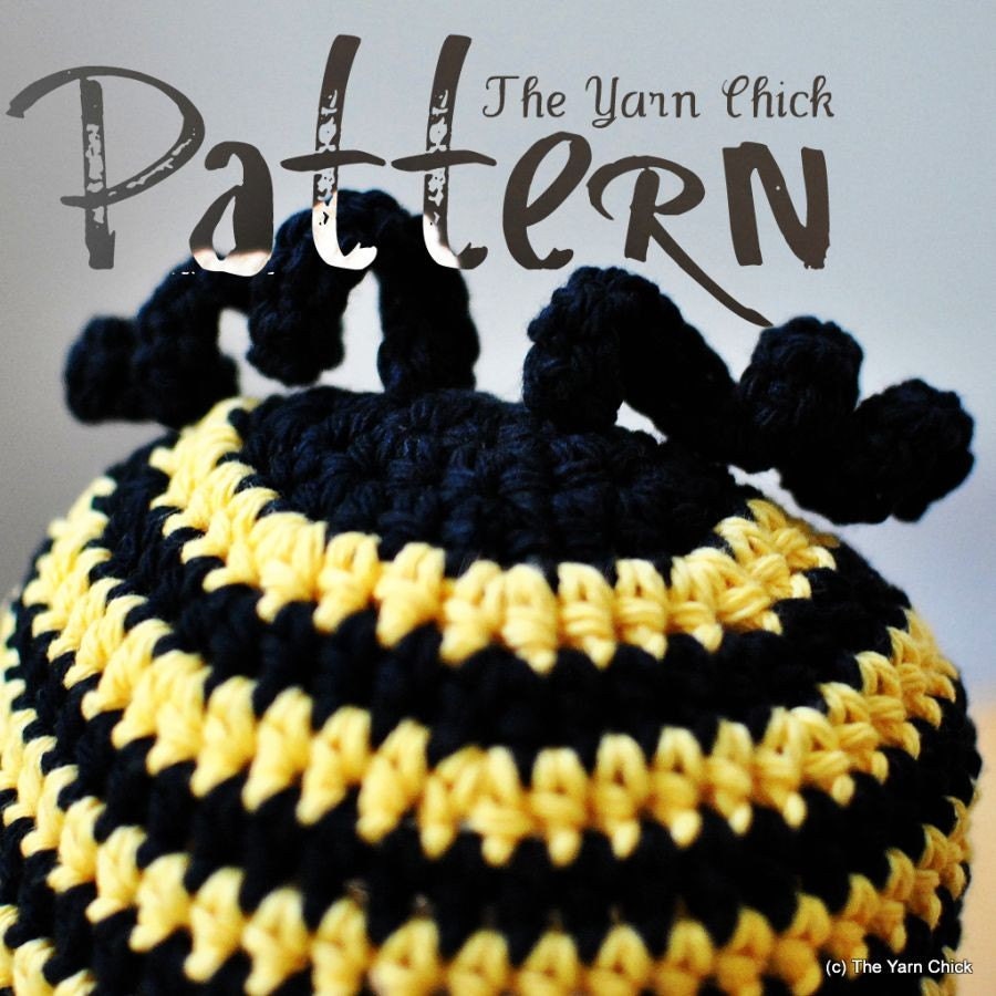 PDF Crochet Pattern - Buzzy Bee Baby Beanie